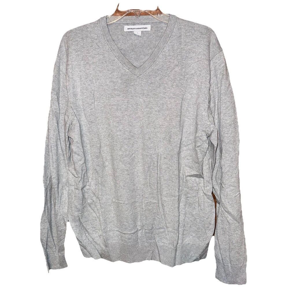 Amazon Essentials Mens V-Neck Sweater Gray Grey Extra Large XL